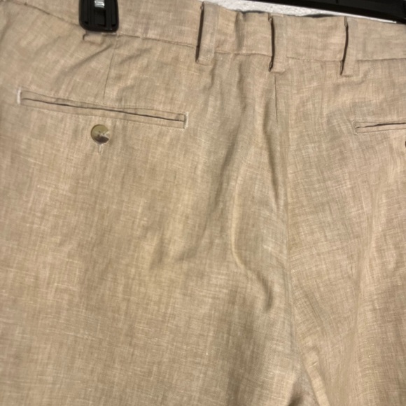 Jos A Bank Mens 38x30  Beige Linen Pleated Cuffed Casual Dress Pants - Picture 5 of 6